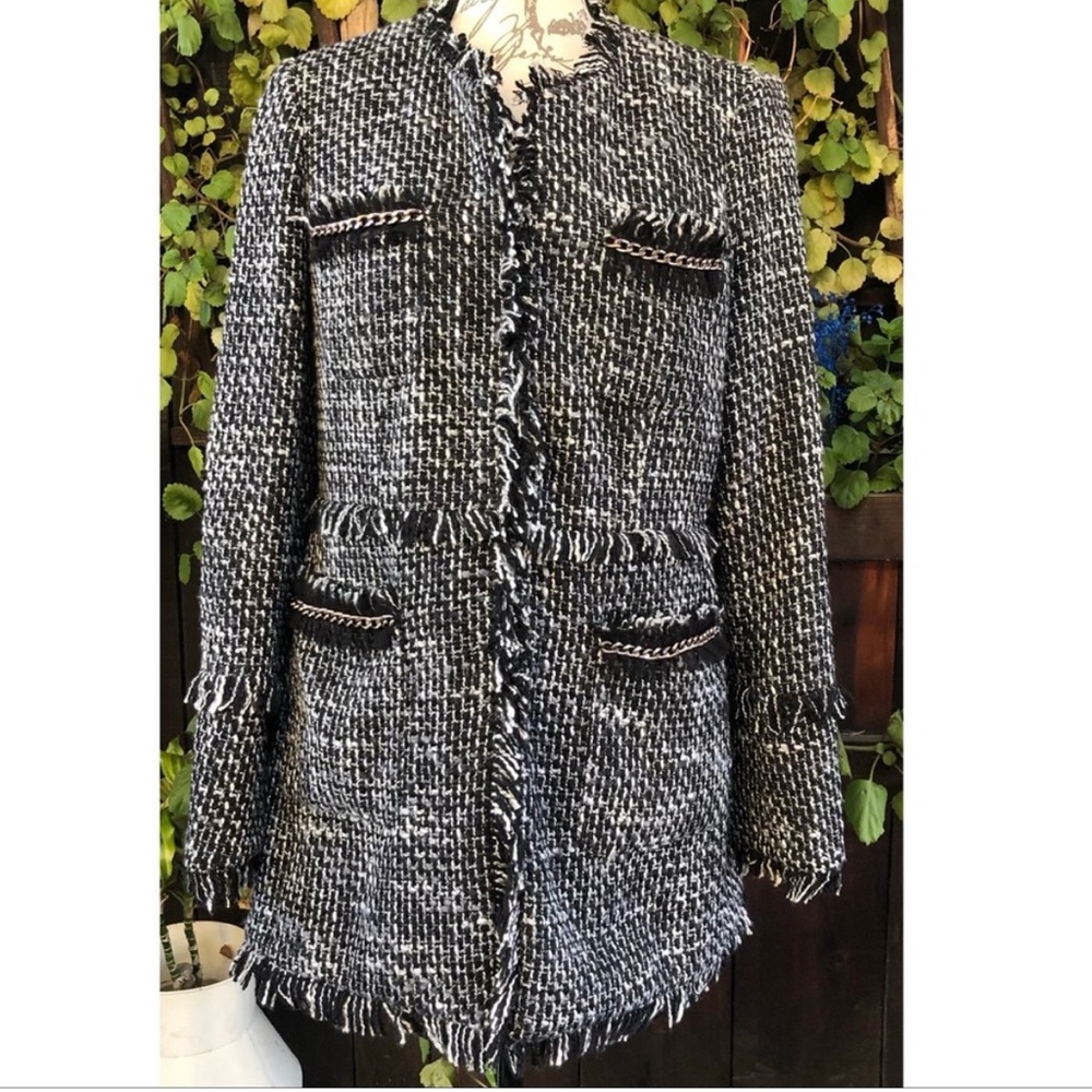 INC International Concepts Black and White Tweed Jacket